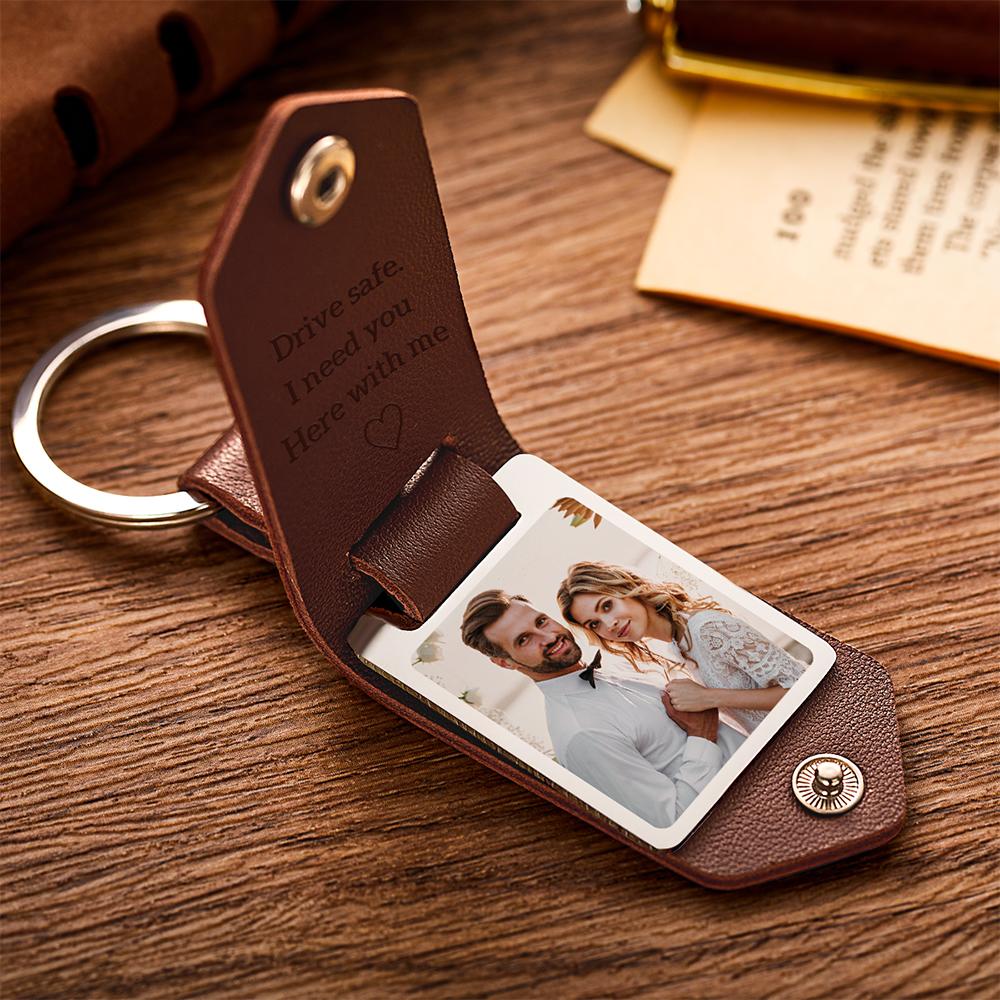 Personalized Leather Keychain with Photo and Text