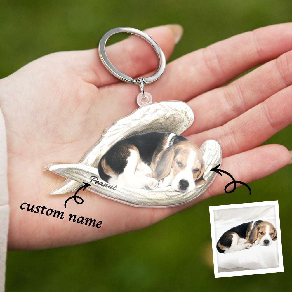 Custom Keychain Pet Sleeping Angel Acrylic Keychain Gift for Pet Lovers