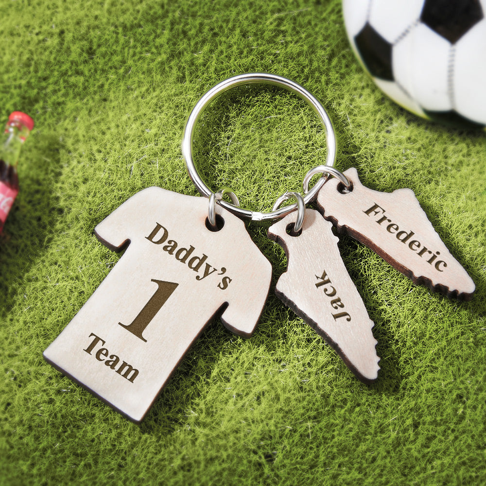 Custom Engraved Daddy's Football Team Wooden Sports Gifts