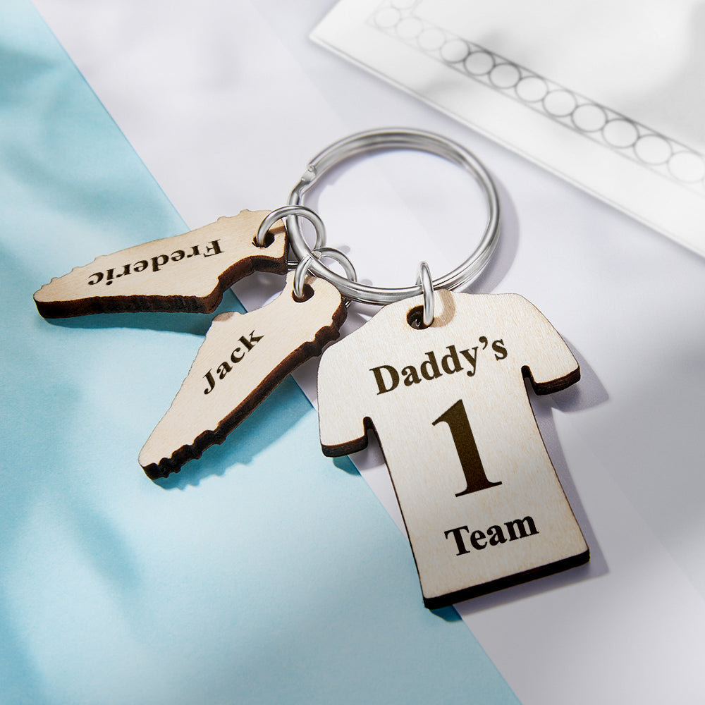 Custom Engraved Daddy's Football Team Wooden Sports Gifts