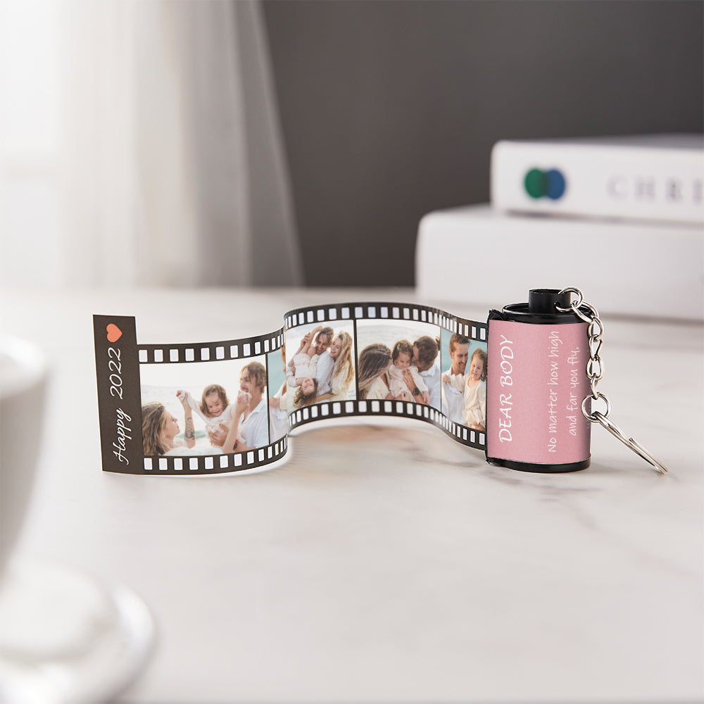 Custom Text Colorful Roll Film Keychain Meaningful Gifts For Family