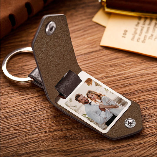 Personalized Leather Key Ring Custom Photo Keychain