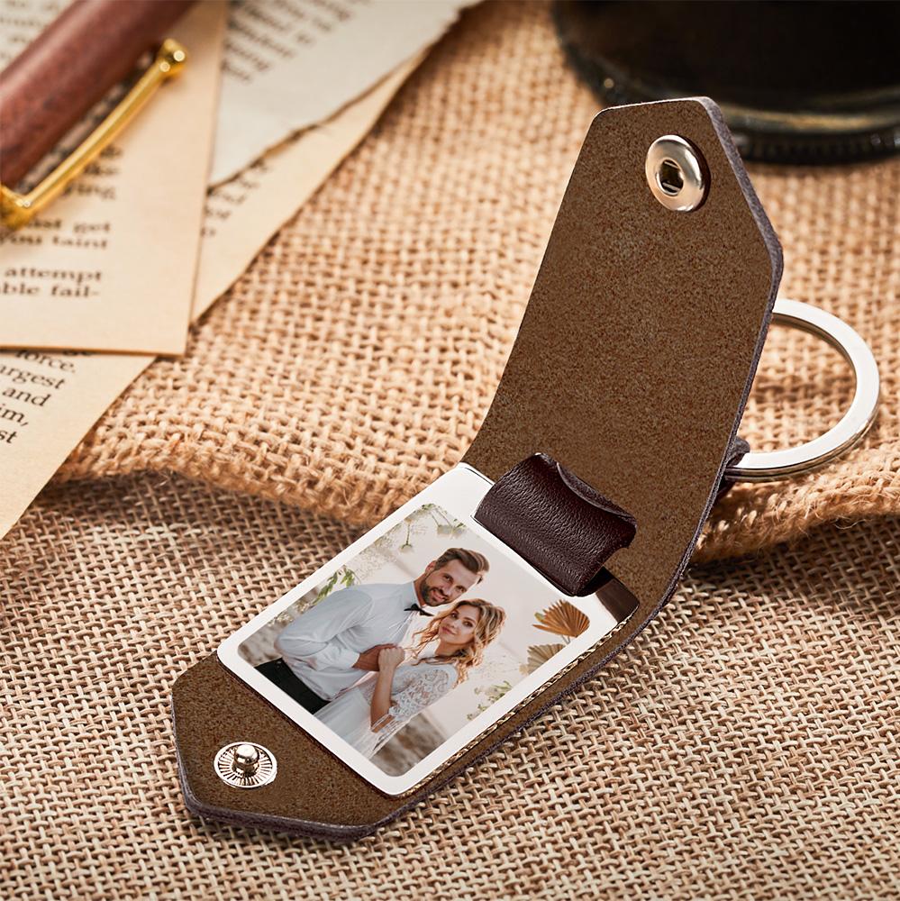 Personalized Leather Key Ring Custom Photo Keychain