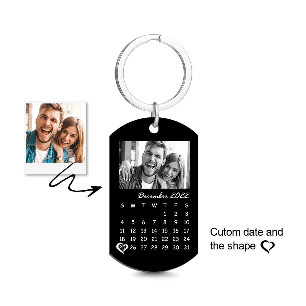 Weeding Gifts Custom Black Filter Photo Calendar Keychain Unique Design Gift For Loved Ones On Anniversary