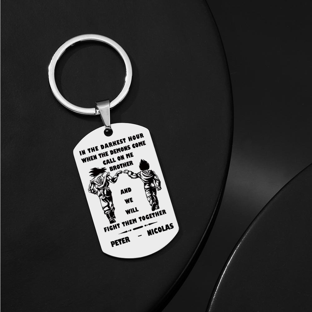 Call On Me Brother Engraved Tag Keychains In The Darkest Hour Gift For Brothers & Friends