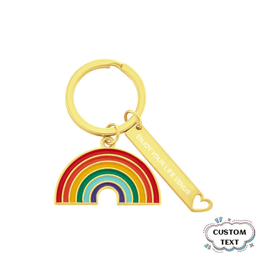 Personalized Rainbow Pendant Engraved Keychain Creative Gift for Him