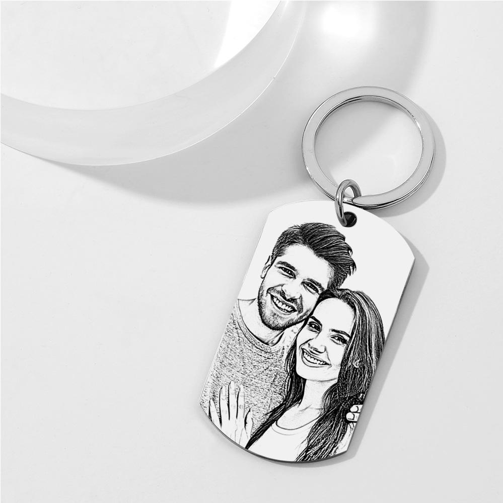 Custom Key Chain Calendar Engraved Tag Keychain Anniversary Gift For Lovers