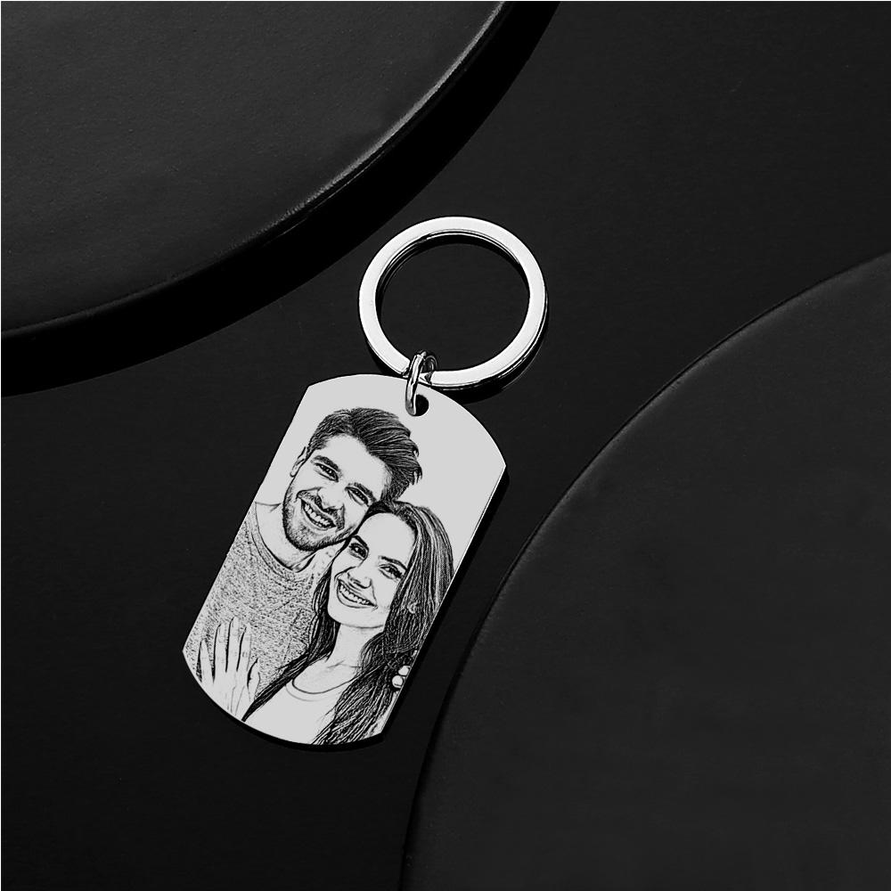 Custom Key Chain Calendar Engraved Tag Keychain Anniversary Gift For Lovers