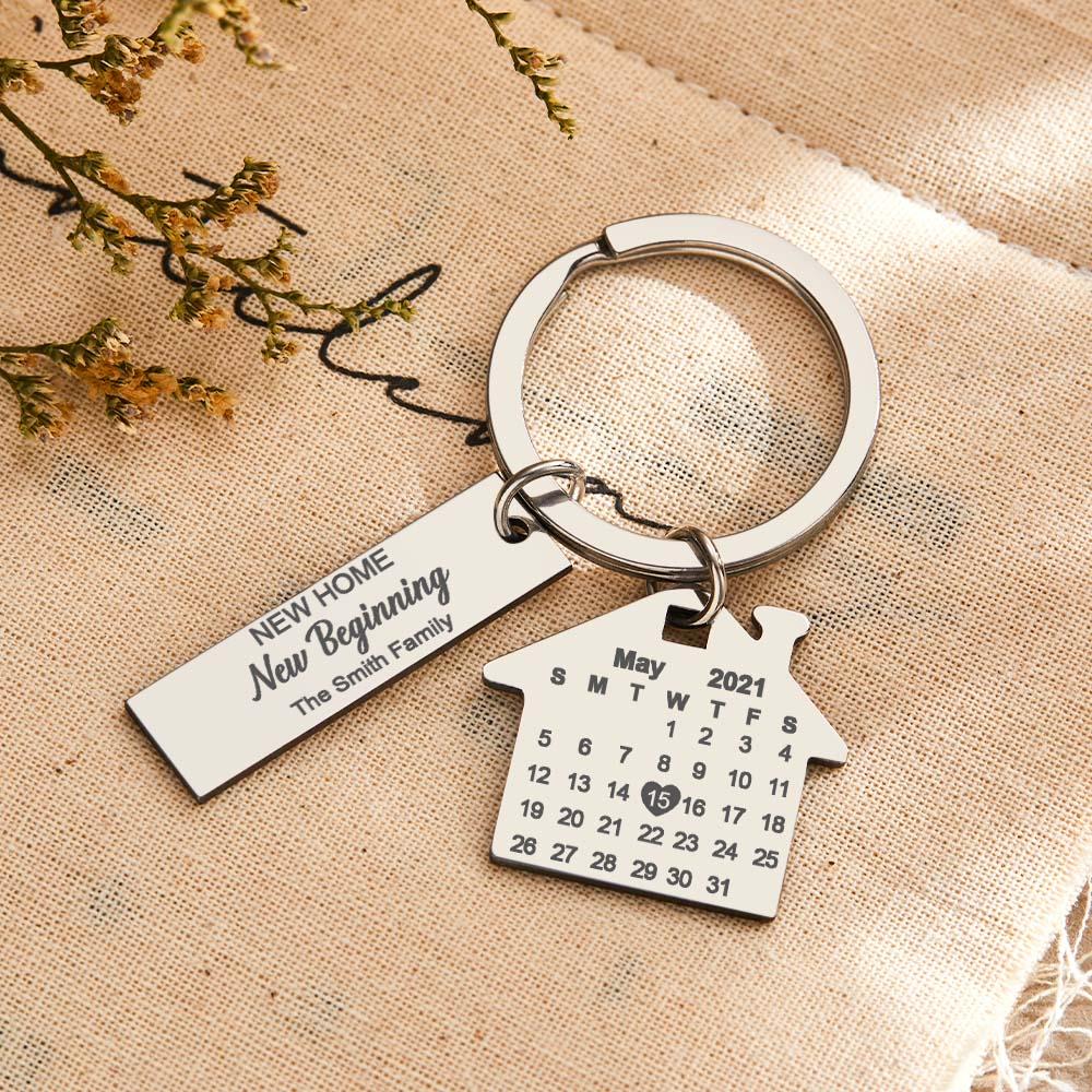 New Home New Beginning New Memories Personalized Calendar Keychain Gifts for Friends