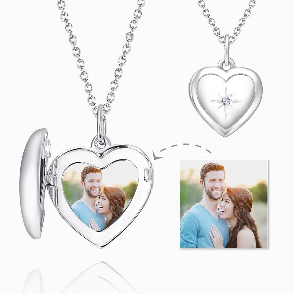 Personalized Heart Locket Photo Necklace for Women