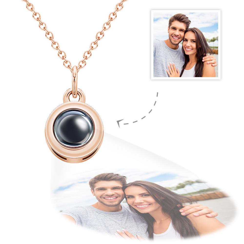 Circle Pendant Personalized Photo Projection Necklace Custom Cute Jewelry Anniversary Wedding Gifts