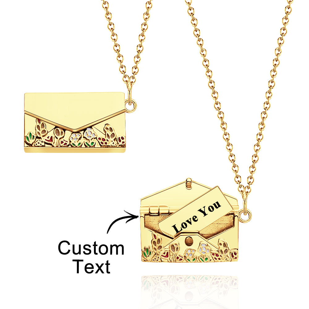 Personalized Envelope Necklace with Custom Text - Customizable Necklace for Gifts and Special Occasions