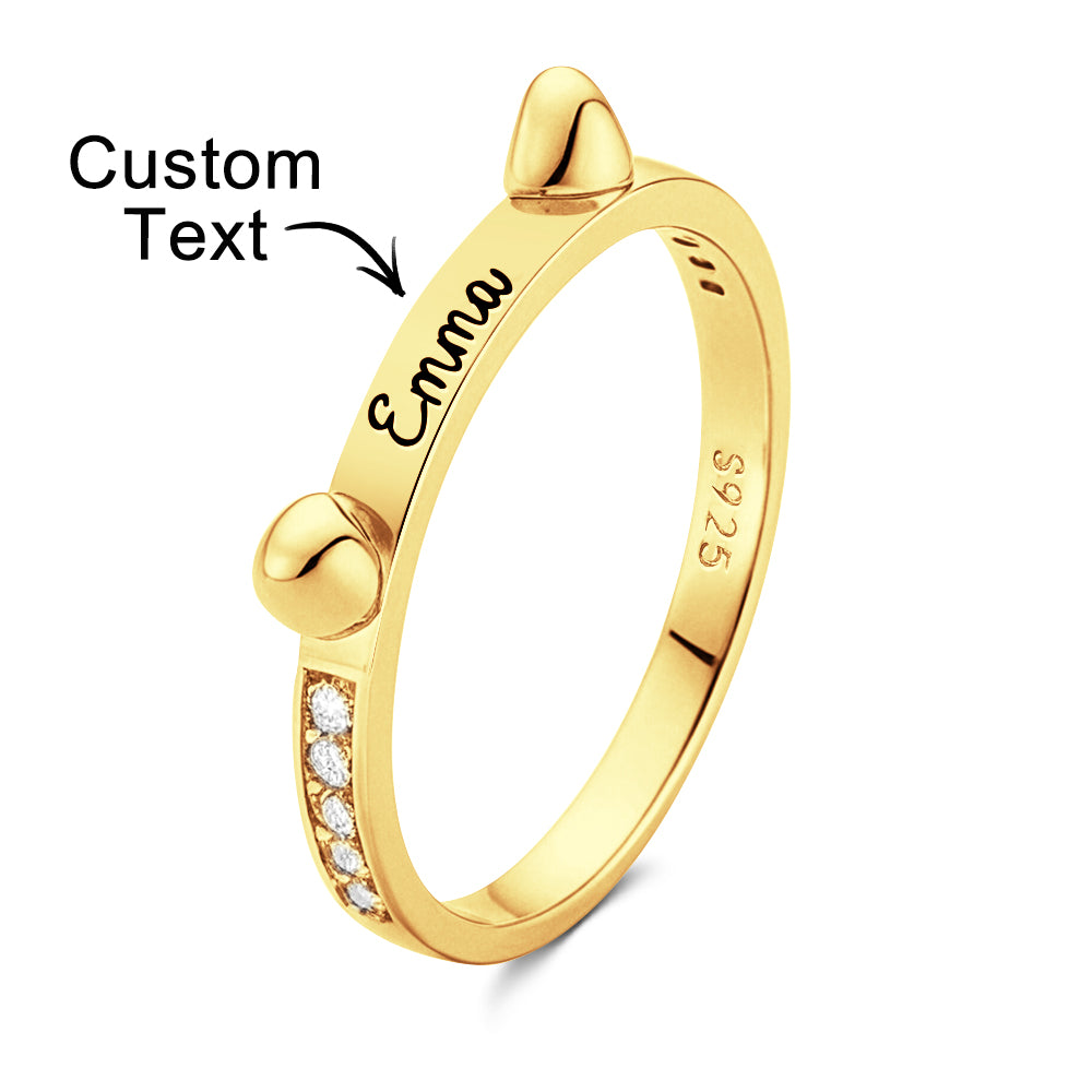 Custom Cat-Shaped Ring with Name Engraving - Adorable Birthday Gift for Cat and Pet Lovers