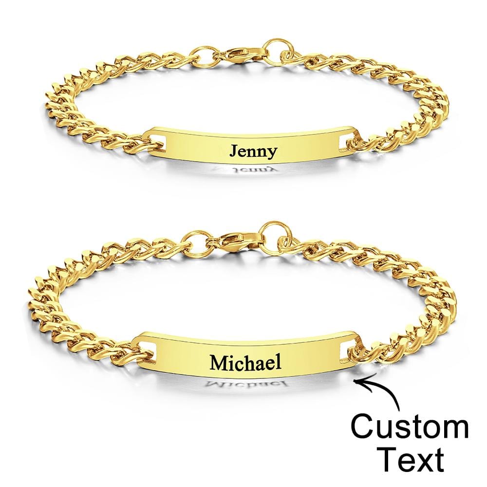 Custom Engraved Bracelet Set Personalized Fashion Bracelet For Couples