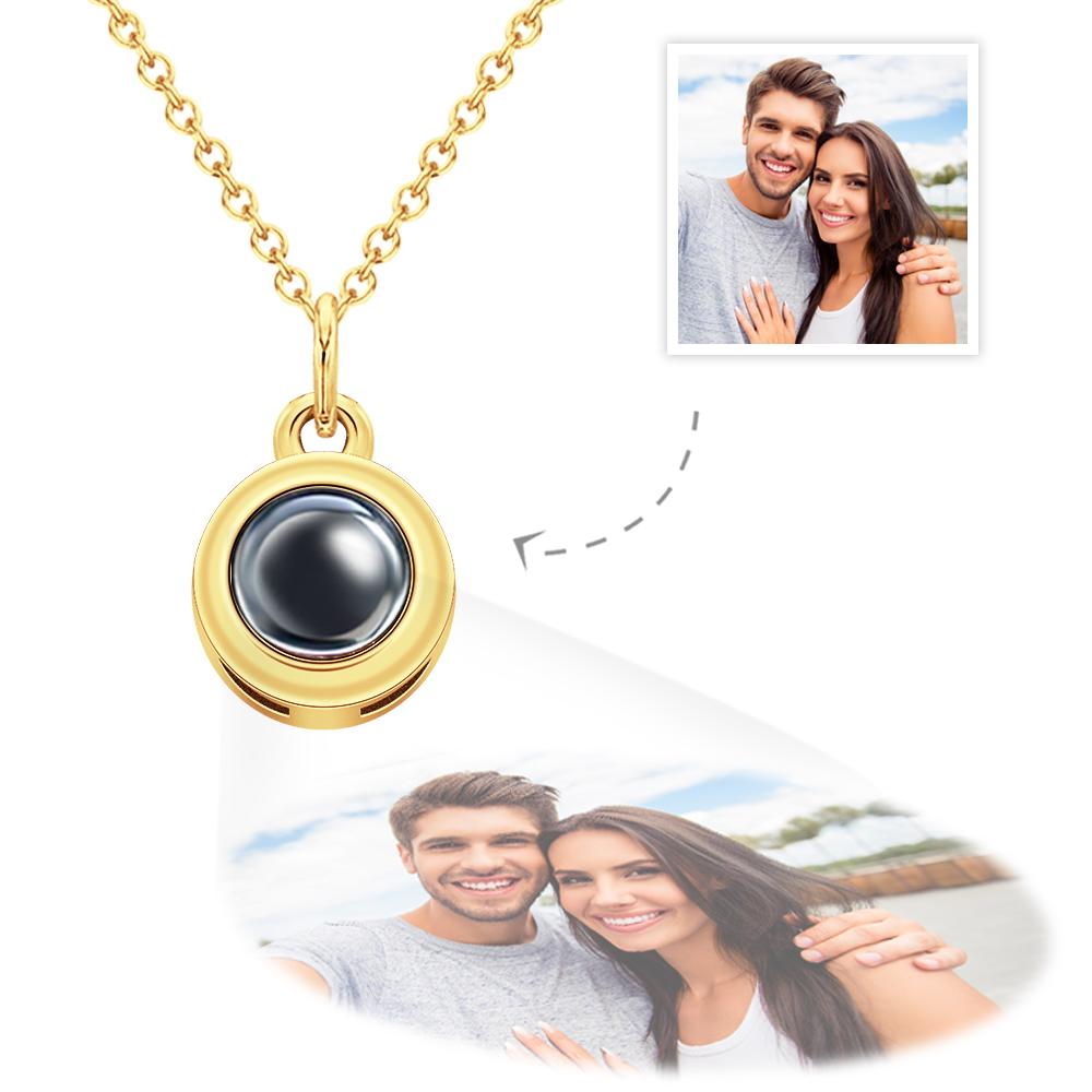 Circle Pendant Personalized Photo Projection Necklace Custom Cute Jewelry Anniversary Wedding Gifts