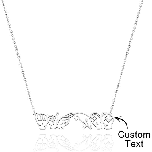 Personalized American Sign Language Necklace Gift for Hearing Impairment ASL Interpreter Teacher