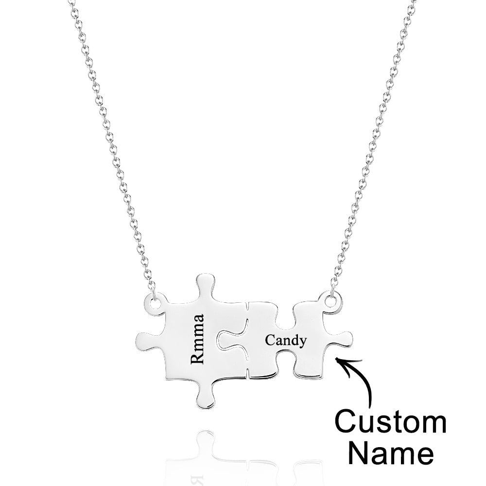 Personalized Puzzle Necklace Custom Name Engraved Necklace Jewelry Gift for Her