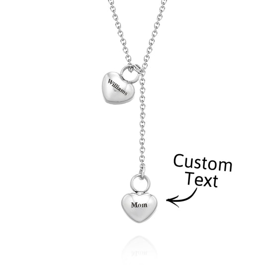 Personalized Double Heart Ashes Urn Pendant Necklace with Name Jewelry Keepsake Memorial Gift for Her