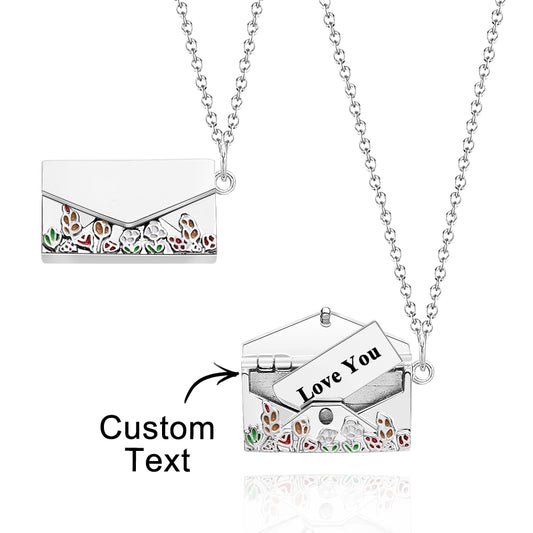 Personalized Envelope Necklace with Custom Text - Customizable Necklace for Gifts and Special Occasions