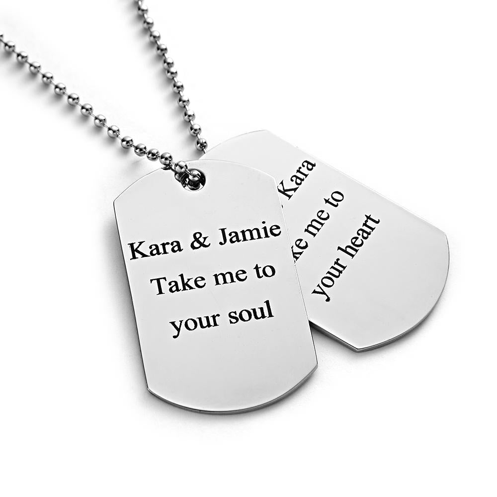 Custom Double Dog Tag Necklace Personalised Jewellery for Men's Wedding Gift