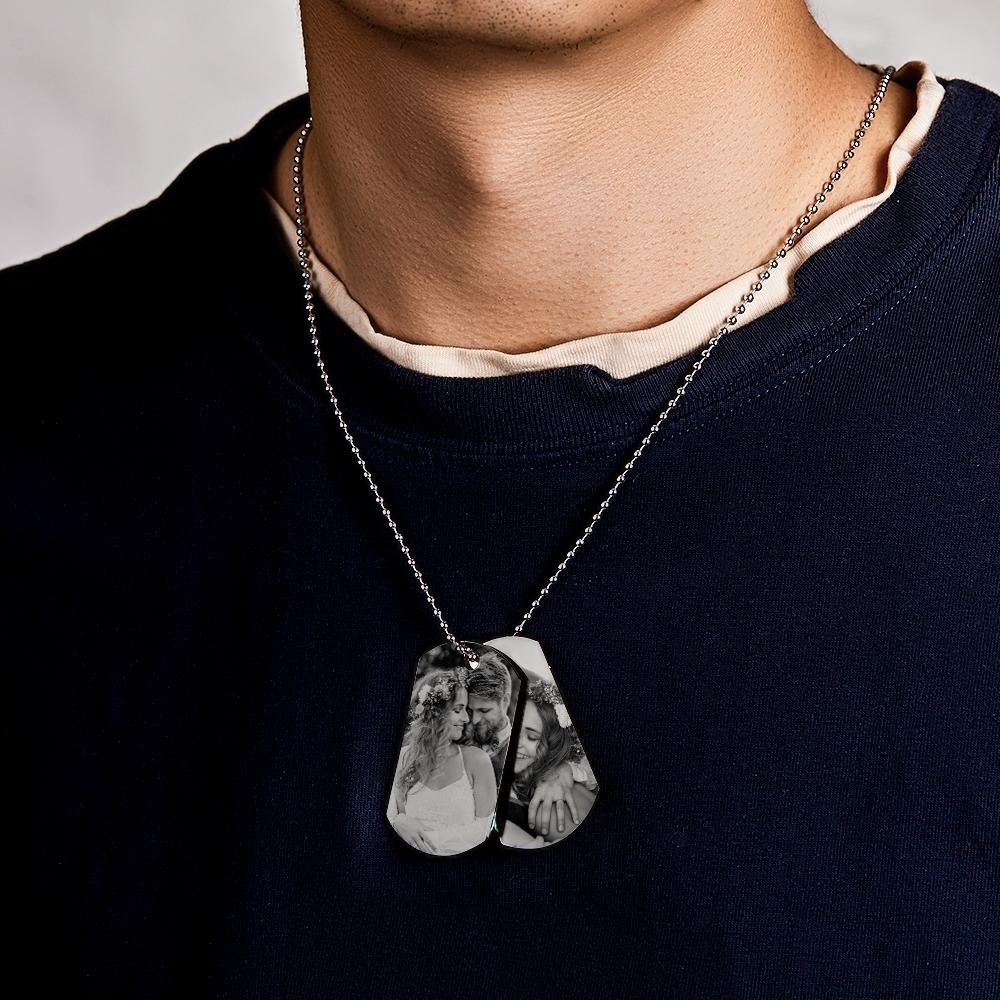 Custom Double Dog Tag Necklace Personalised Jewellery for Men's Wedding Gift