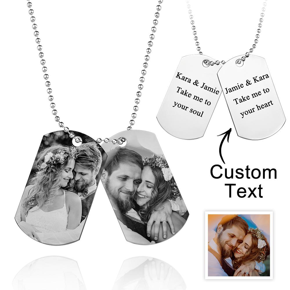 Custom Double Dog Tag Necklace Personalised Jewellery for Men's Wedding Gift