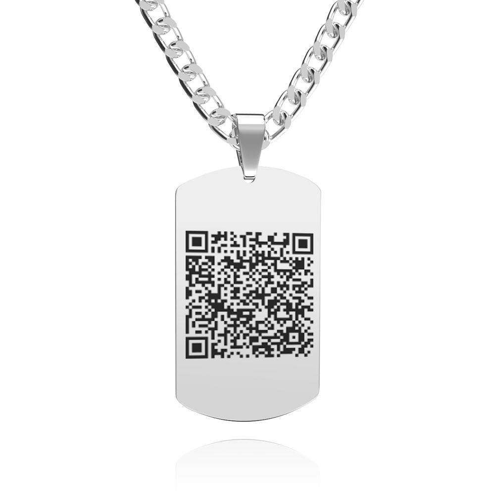 Customized Photo Men's Jewelry Engraved QR Code Necklace