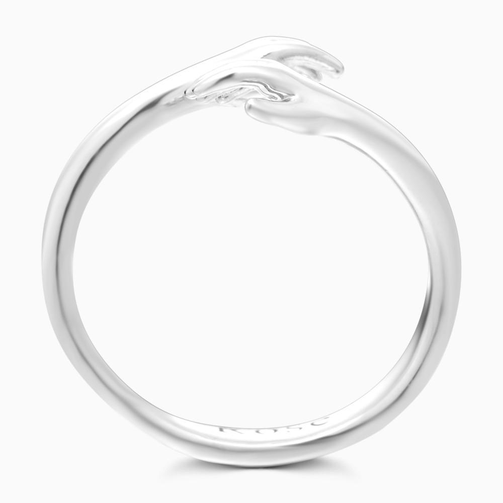 Custom Name Hug Rings Engraved Hugging Hands Open Ring