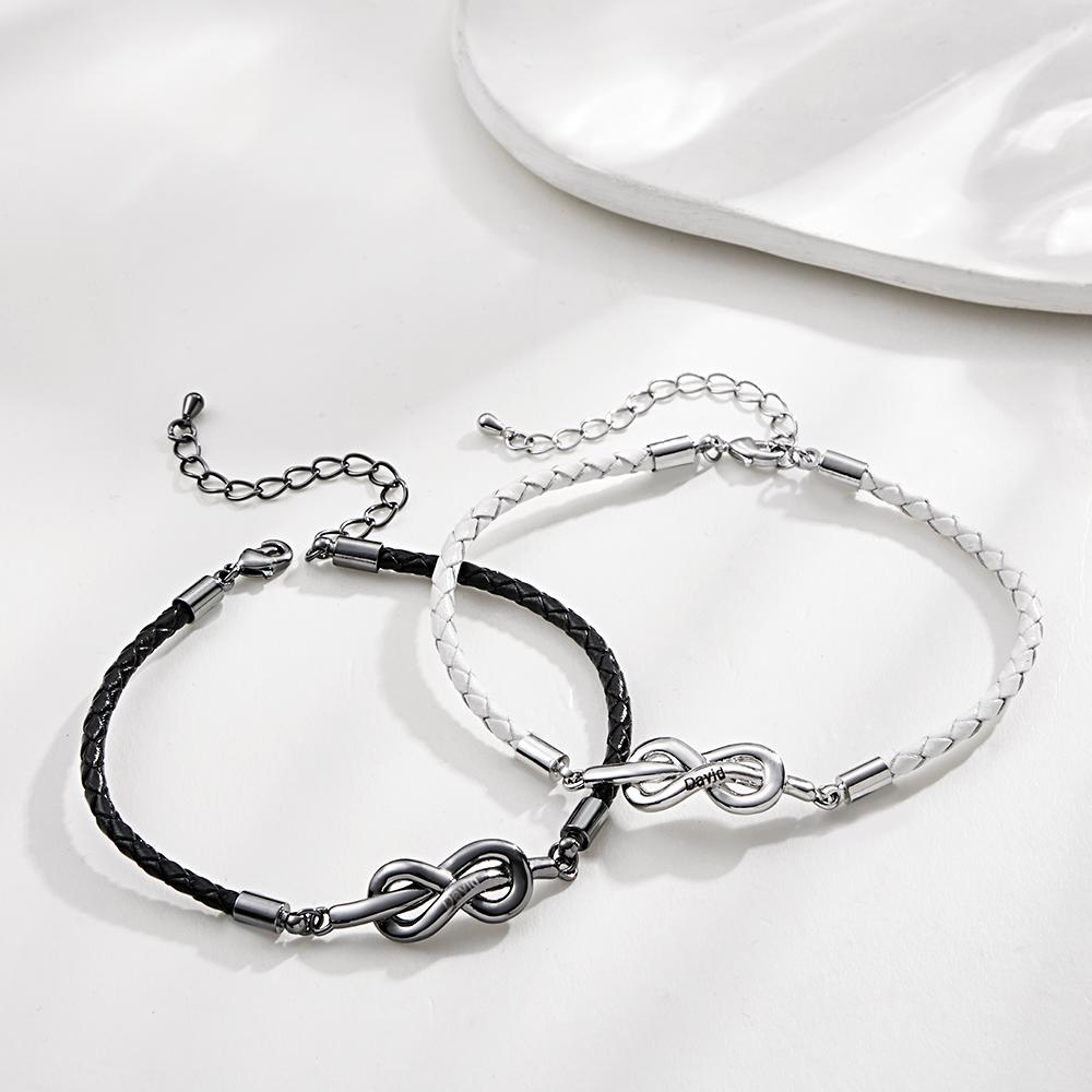 Engraved Roped Couple Bracelet Personalized Braided Bracelet Valentine's Day Gifts