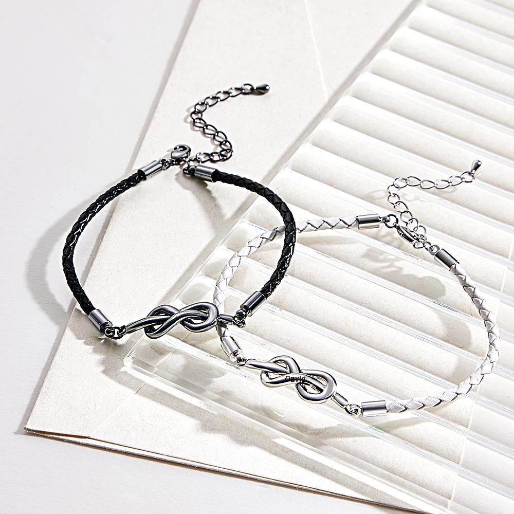 Engraved Roped Couple Bracelet Personalized Braided Bracelet Valentine's Day Gifts