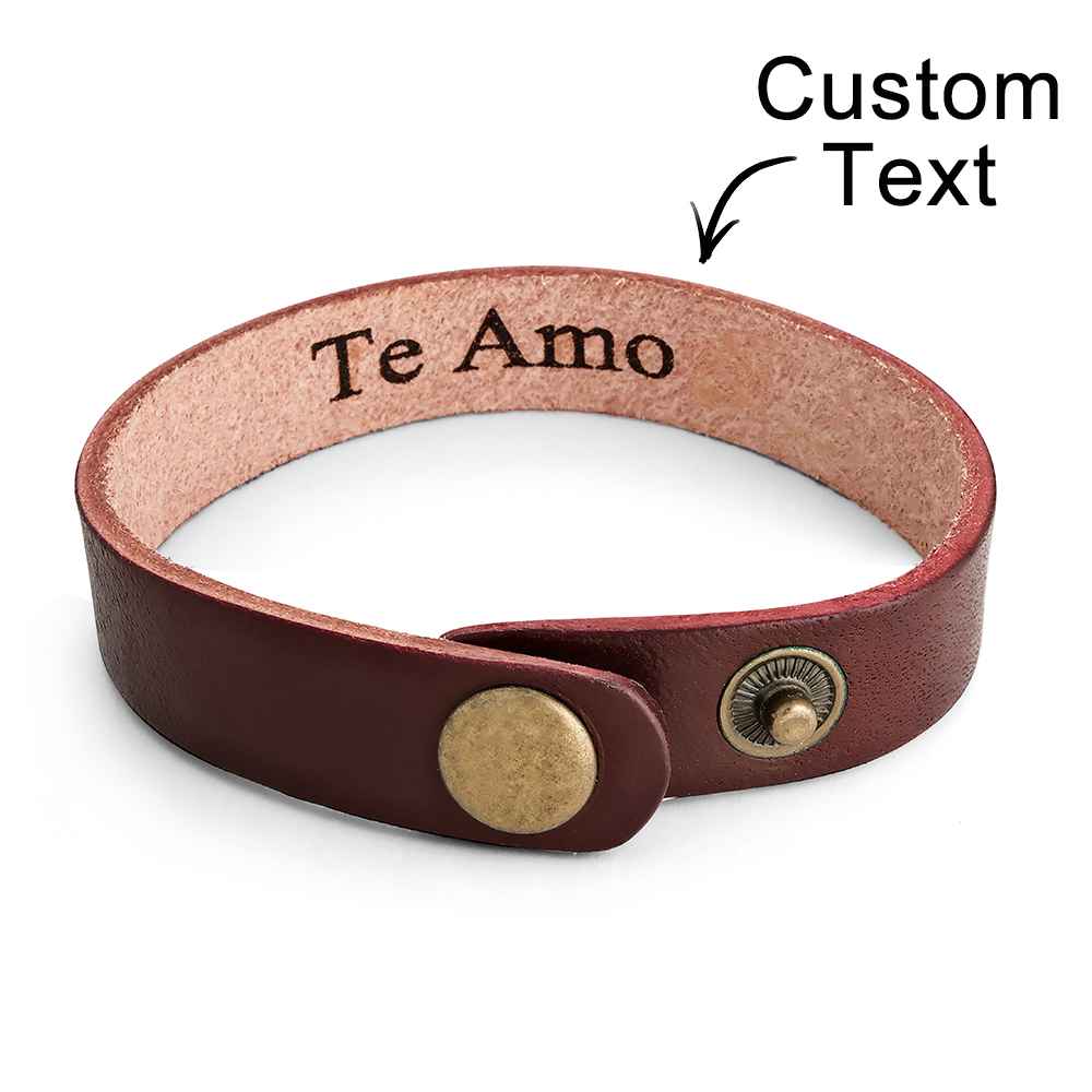 Engraved Leather Bracelet Personalized Vintage Simple Bracelet For Men