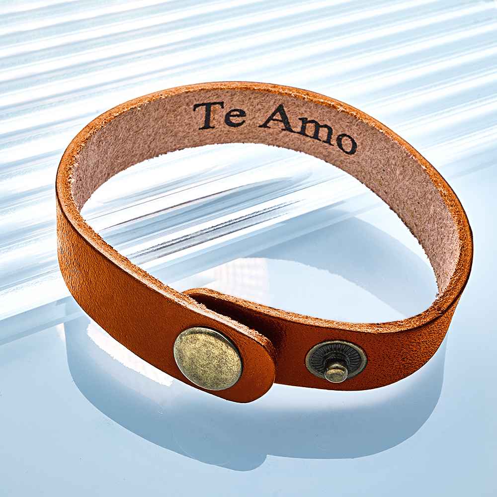 Engraved Leather Bracelet Personalized Vintage Simple Bracelet For Men