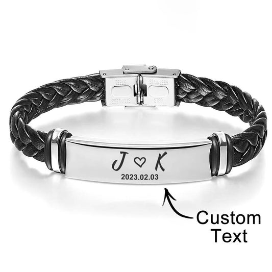 Gift for Him Men's Bracelet Personalized Initial Bracelet Engraved Bracelet