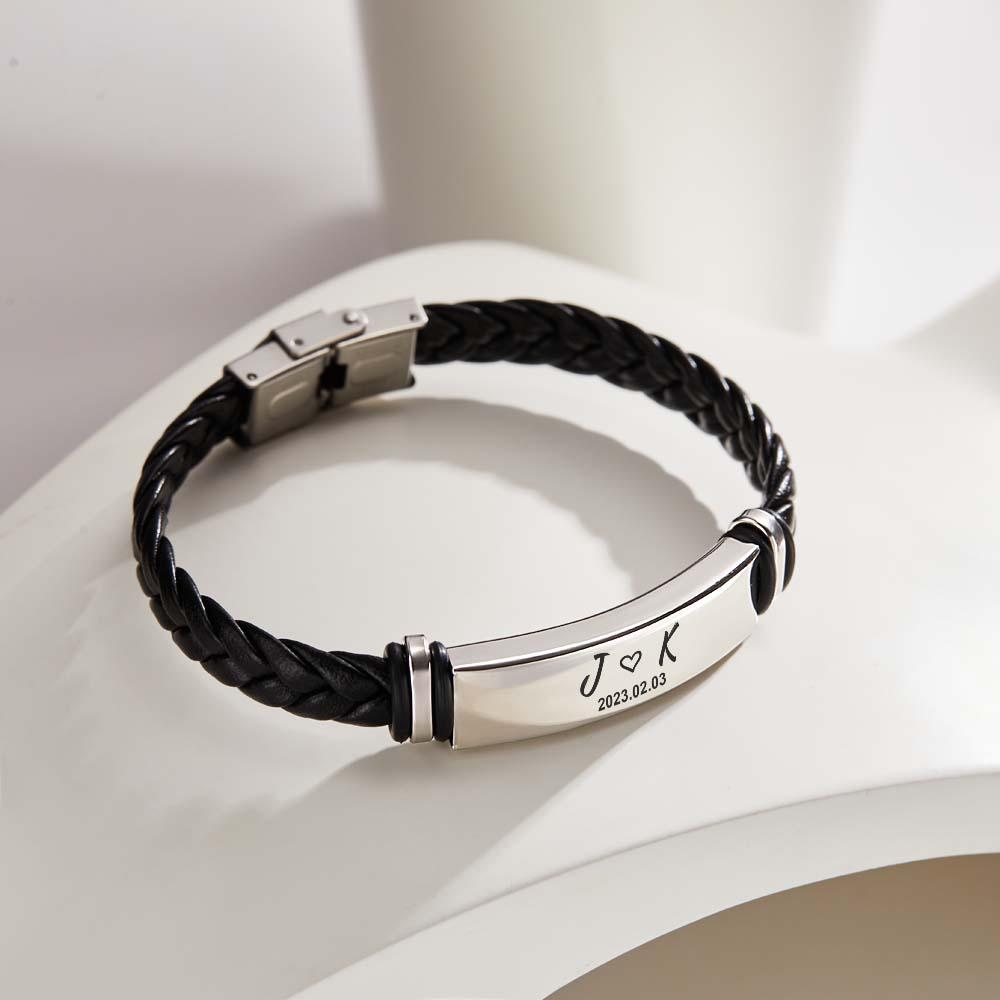 Gift for Him Men's Bracelet Personalized Initial Bracelet Engraved Bracelet