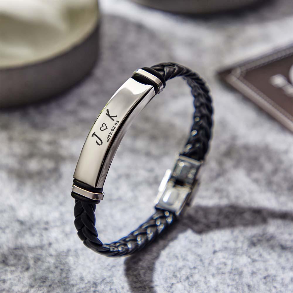 Gift for Him Men's Bracelet Personalized Initial Bracelet Engraved Bracelet