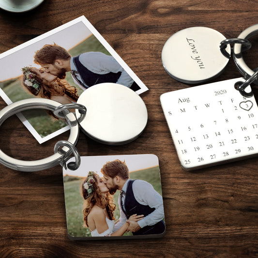 Custom Photo Keychain Engraved Calendar Keychain Gifts