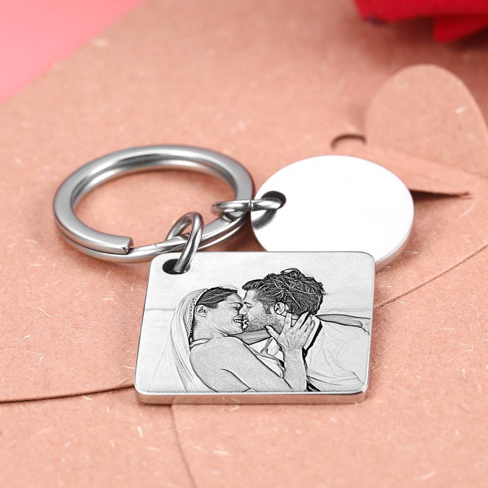 Custom Engraved Photo Keychain Calendar Keychains For Couple