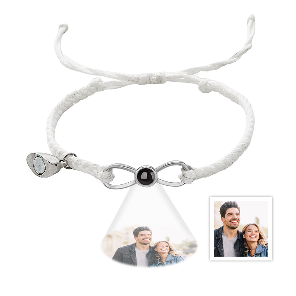 Custom Photo Projection Bracelet Woven Heart Magnetic Bracelet Gift for Couple