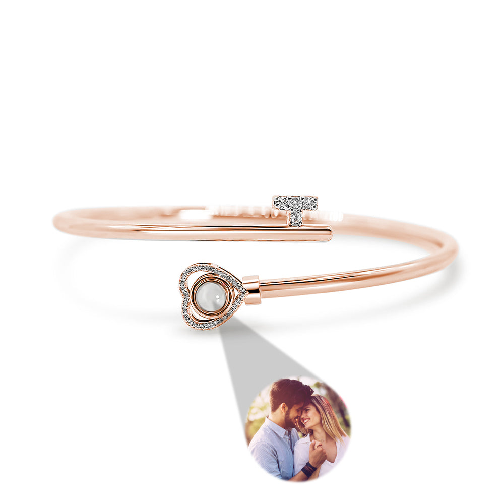 Personalized Photo Projection Bracelet Heart Adjustment Bracelet Gift for Her