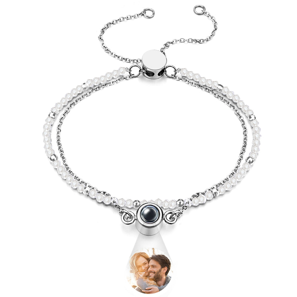 Personalized Photo Projection Crystal Double Layers Bracelet Wedding Gift