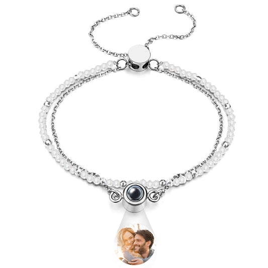 Personalized Photo Projection Crystal Double Layers Bracelet Wedding Gift