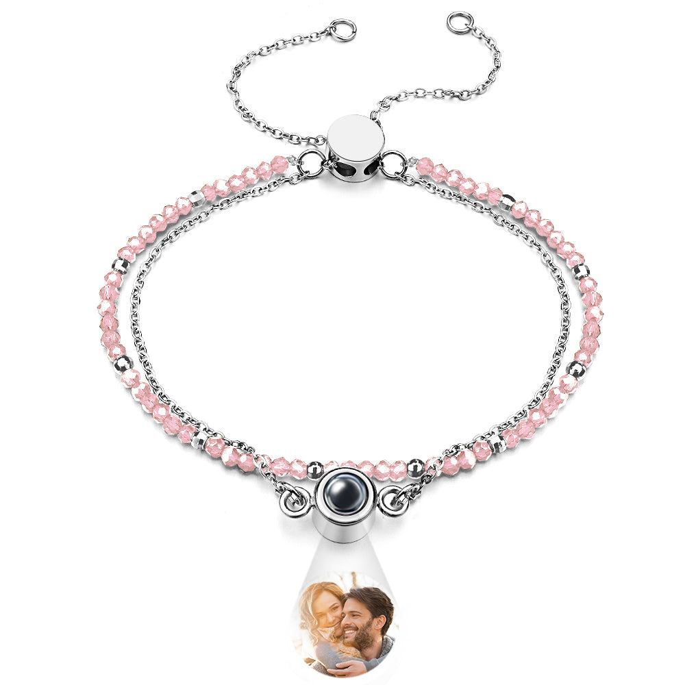 Personalized Photo Projection Crystal Double Layers Bracelet Wedding Gift