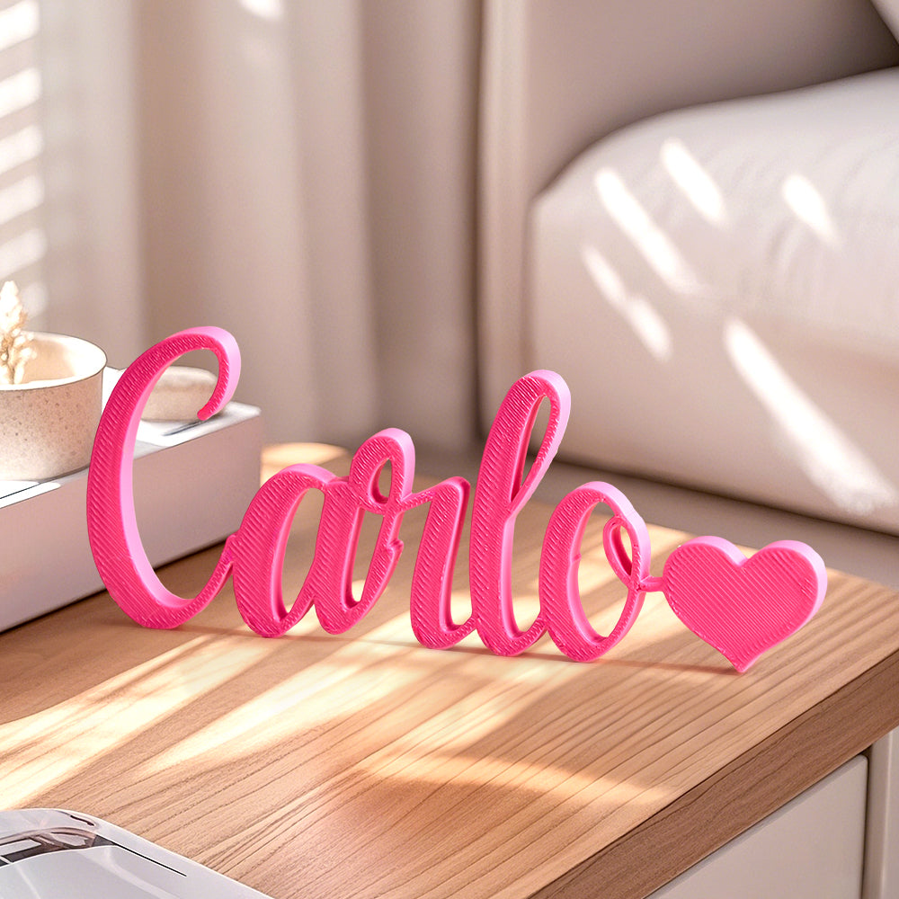 Custom 3D Printed Name Sign with Heart Shaped Desk Name Plate Home Decor Gift