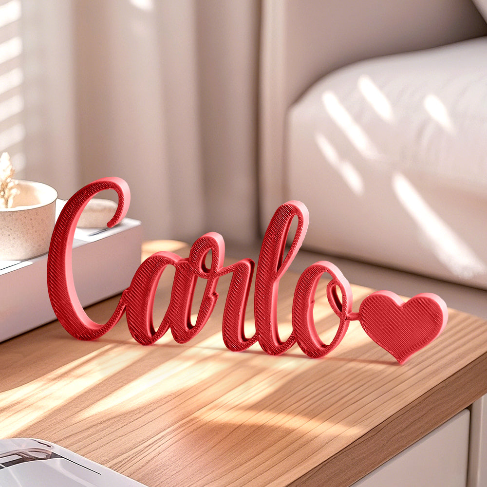 Custom 3D Printed Name Sign with Heart Shaped Desk Name Plate Home Decor Gift