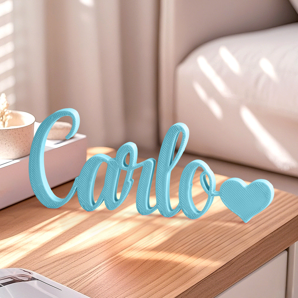 Custom 3D Printed Name Sign with Heart Shaped Desk Name Plate Home Decor Gift