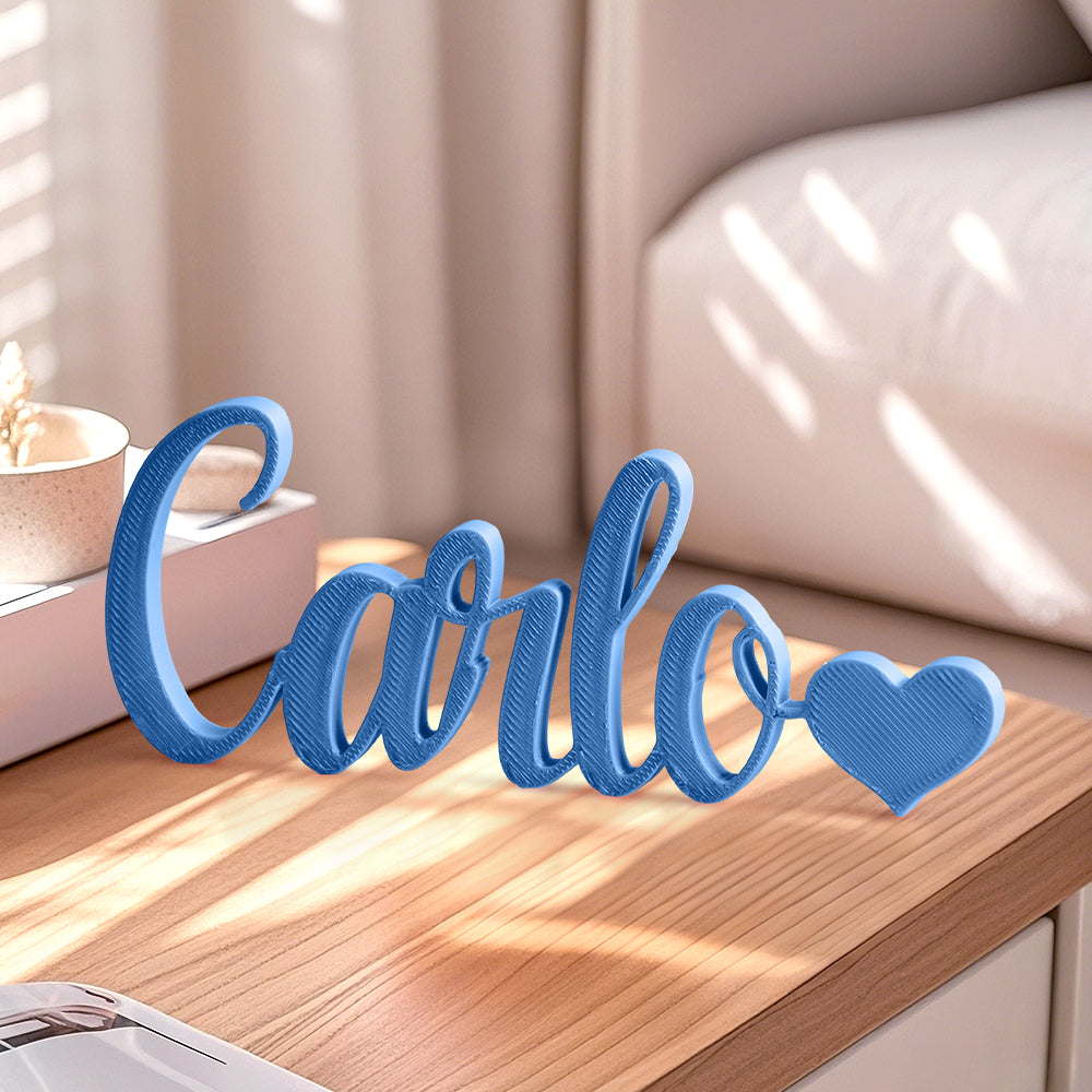 Custom 3D Printed Name Sign with Heart Shaped Desk Name Plate Home Decor Gift