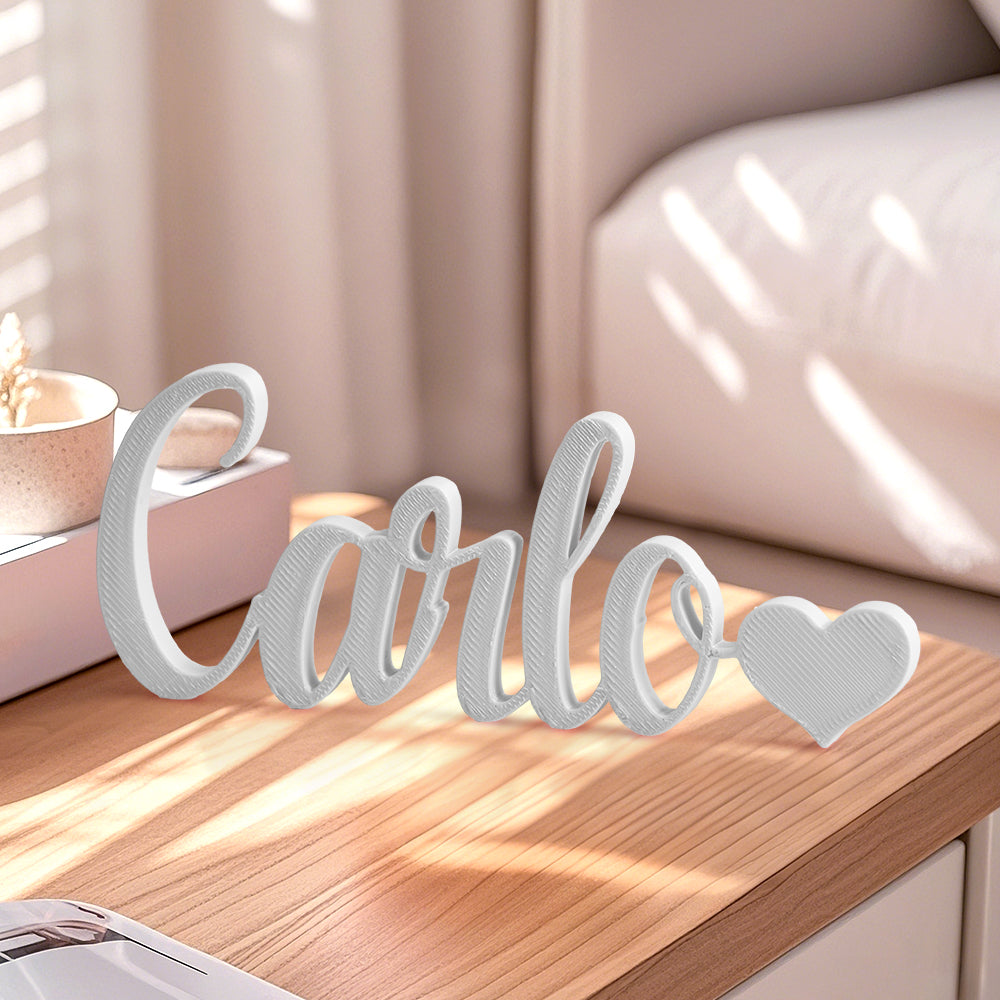 Custom 3D Printed Name Sign with Heart Shaped Desk Name Plate Home Decor Gift