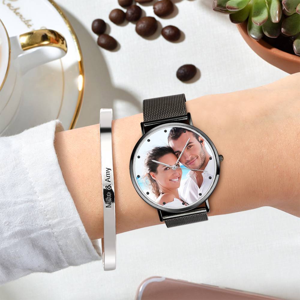 Custom Engraved Alloy Strap Unisex Photo Watch 36mm/40mm