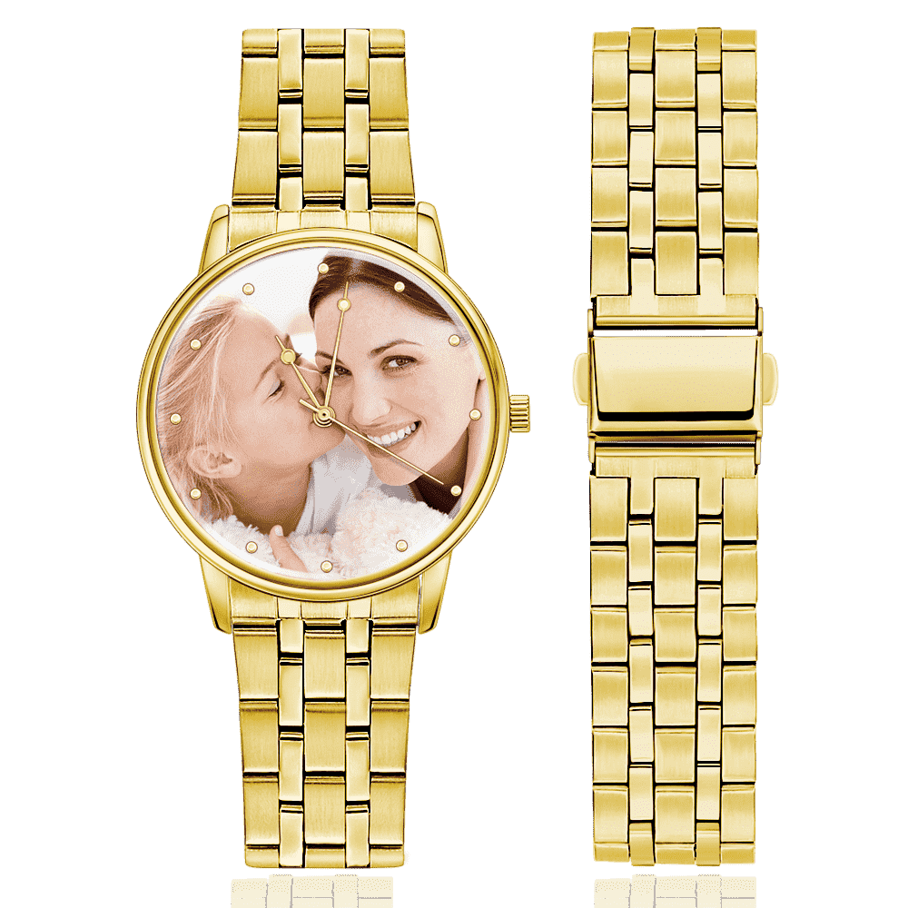 Unisex Engraved Photo Watch Alloy Strap 38mm