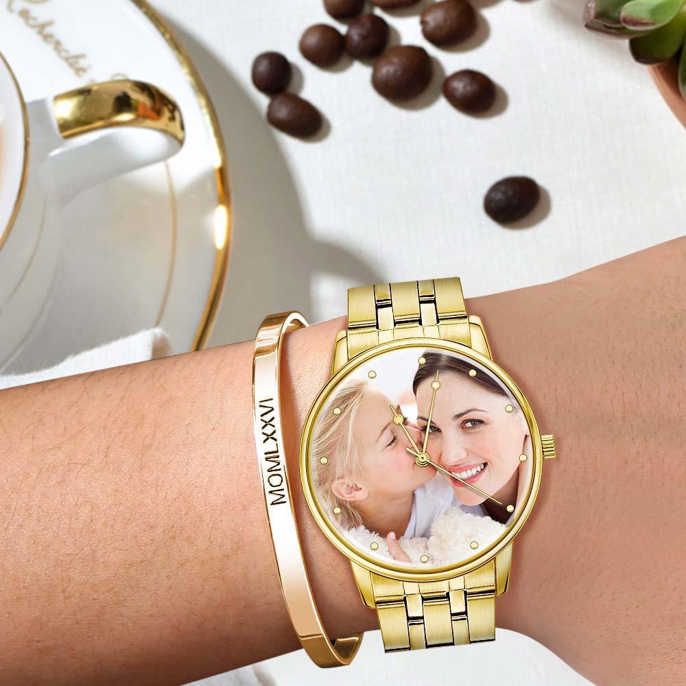 Unisex Engraved Photo Watch Alloy Strap 38mm